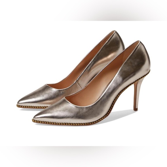 Coach Women’s Waverly Metallic Pumps in Champagne in size 7.5 - Picture 1 of 12